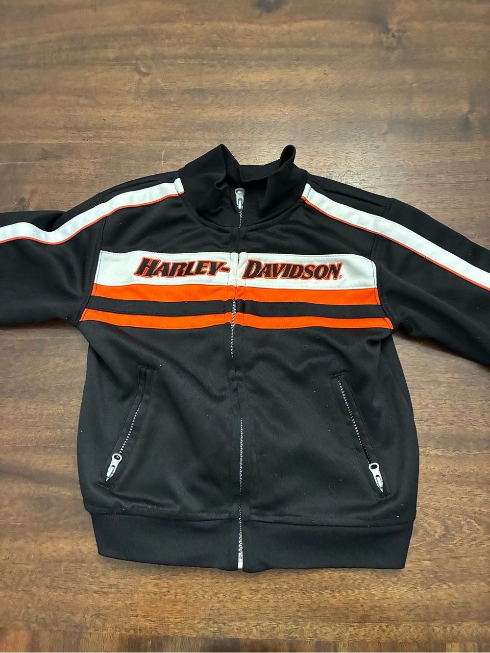 Harley-Davidson Jacket Kids Boys 3T Black Track Jacket Embroidered Full Zip